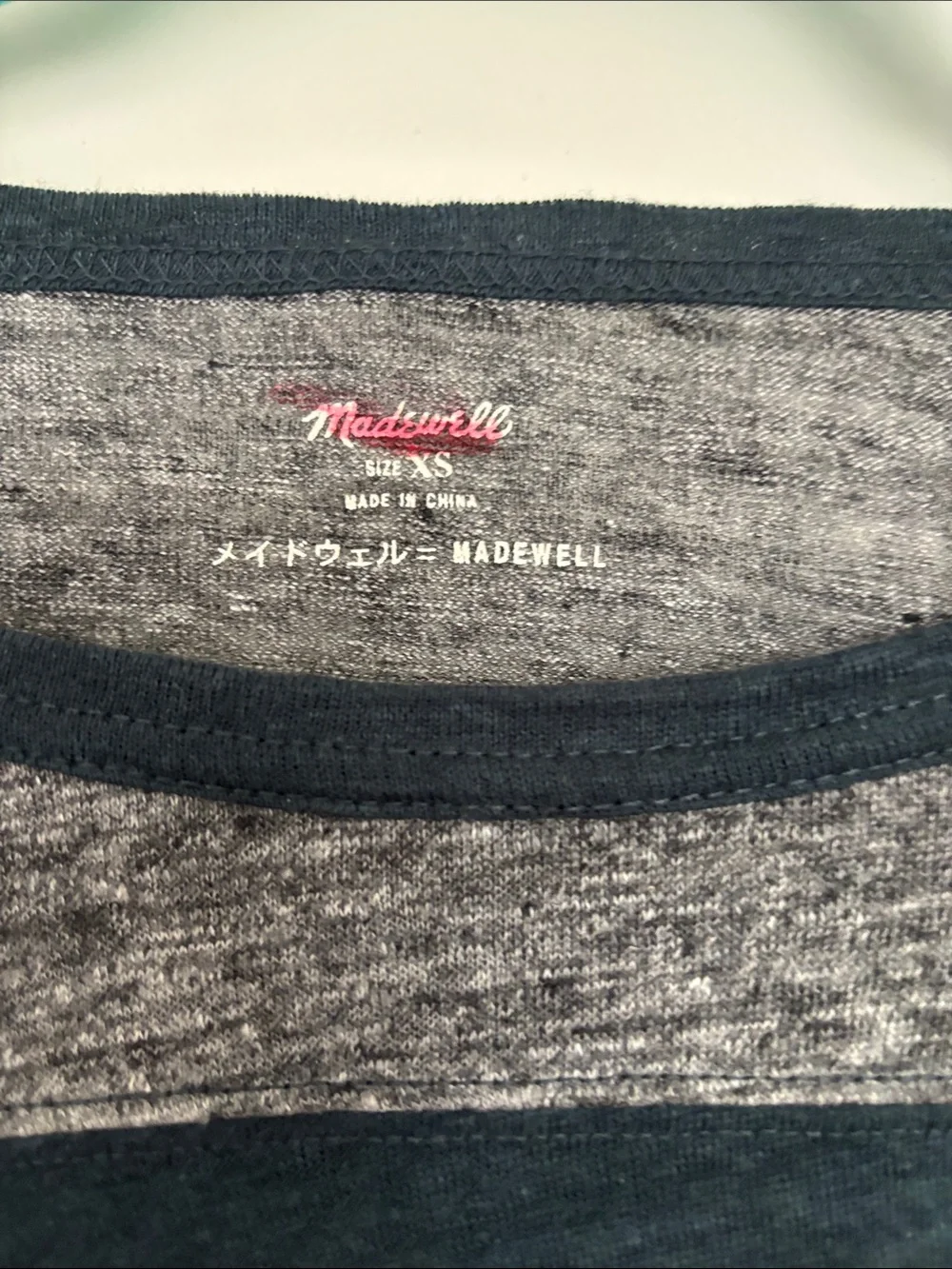 Madewell Navy and Heather Gray Tee - Picture 2 of 3
